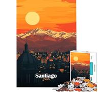 Puzzle da 1000 pezzi per adulti tramonto a Santiago del Cile Gioco avvincente per coltivare la pazienza sfida pratica regalo di compleanno (dimensioni 38x26cm)