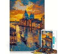 Puzzle da 1000 pezzi per adulti Tramonto a Venezia - Canale - Gioco di memoria divertente con componenti robusti e ben definiti alleviare lo stress (50x75cm)