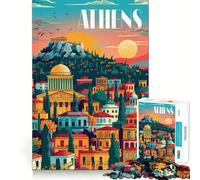 Puzzle da 1000 pezzi per adulti,tramonto ad Atene,taglio premium,gioco stimolante per la mente,attività divertente e rilassante,ideale per compleanni e occasioni artistiche (50x75cm)