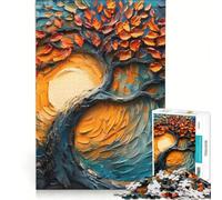Puzzle da 1000 pezzi per adulti tramonto albero pittura a olio a impasto gioco educativo analisi e logica gioco di sfida unico 38x26cm