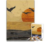 Puzzle da 1000 pezzi per adulti Tramonto con gru in volo Divertimento rilassante e accogliente per il tempo libero Vestibilità perfetta Giocattolo ad alta precisione Dimensioni 50x75cm