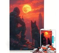 Puzzle da 1000 pezzi per adulti "Tramonto con il mio cane" gioco educativo di analisi e logica sfida unica 38x26cm