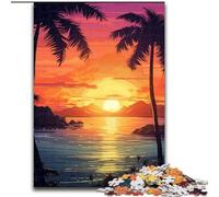 Puzzle da 1000 pezzi per adulti Tramonto da un'isola in legno, Capodanno, regalo per le feste, 50x75cm, coinvolgente attività di gioco per la famiglia