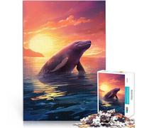 Puzzle da 1000 pezzi per adulti Tramonto dei delfini Antistress Vacanza in patria Uccidere il tempo Adatto per la decorazione del desktop 38x26cm