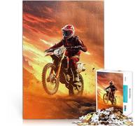 Puzzle da 1000 pezzi per adulti Tramonto del pilota di motocross Fatto di legno per età pari o superiore a 14 anni Analisi e logica Regali di compleanno misurare：50x75cm