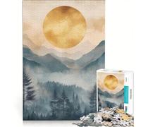 Puzzle da 1000 pezzi per adulti, tramonto dorato con montagne, gioco rilassante, taglio di precisione, adatto per la decorazione della scrivania 50x75cm