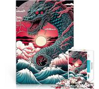 Puzzle da 1000 pezzi per adulti Tramonto in Giappone con Dragon Wave Giochi educativi Ogni pezzo è unico - Gioco divertente e stimolante per tutta la famiglia 75x50cm