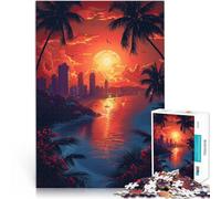 Puzzle da 1000 pezzi, per adulti, tramonto in una città costiera, idea regalo per adolescenti dai 14 anni in su, 26 x 38 cm