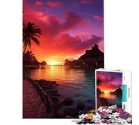 Puzzle da 1000 pezzi per adulti "Tramonto meraviglioso a Bora Bora" Gioco intellettuale rompicapo analisi e logica Ottimo regalo (Dimensioni 38x26cm)