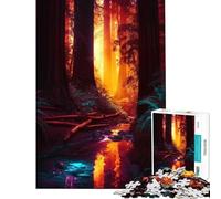 Puzzle da 1000 pezzi per adulti "Tramonto nella foresta" difficile e stimolante un'opera d'arte gioco educativo adatto a persone dai 14 anni in su (50x75cm)