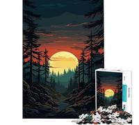 Puzzle da 1000 pezzi per adulti tramonto nella foresta gioco antistress sfida impegnativa gioco unico (38x52cm)