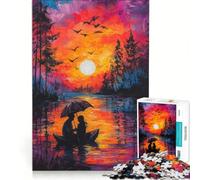 Puzzle da 1000 pezzi per adulti Tramonto romantico gioco interattivo antistress compleanno e Natale 38x52cm