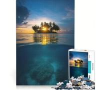 Puzzle da 1000 pezzi per adulti tramonto su un'isola tropicale gioco educativo sfida impegnativa per rafforzare l'amore tra le coppie 38x52cm