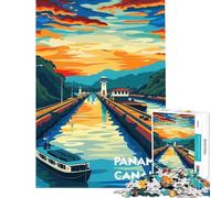 Puzzle da 1000 pezzi per adulti tramonto sul Canale di Panama gioco educativo giocattolo educativo ottimo regalo vacanza a casa per passare il tempo (dimensioni 38x52cm)