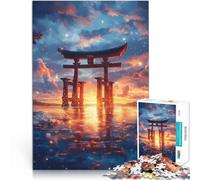Puzzle da 1000 pezzi per adulti Tramonto sul cancello torii giapponese Divertimento in famiglia perché è ideale come regalo per tutta la famiglia 75x50cm