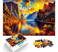Puzzle da 1000 pezzi per adulti Tramonto sul lago di montagna Riduzione dello stress interessante Decorazioni e regali unici per la casa 52x38cm