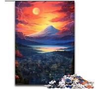 Puzzle da 1000 pezzi per adulti, Tramonto sul Monte Fuji, Puzzle in legno, Adatto per compleanni, Halloween, Giorno del Ringraziamento, Pasqua, 1000 pezzi(50x75cm)