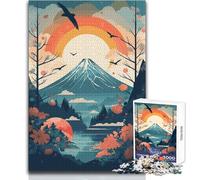 Puzzle da 1000 pezzi per adulti, tramonto sul Monte Fuji, rilassante e calmante, hobby da interni, giocattolo per il tempo libero, perfetto e preciso, dimensioni 38x52cm