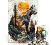 Puzzle da 1000 pezzi per adulti Tramonto sul monte Lynx Fatto di cartone da 14 anni in su Gioco di famiglia per e Un'opera d'arte misurare：26x38cm/10.24 x 14.96pollice