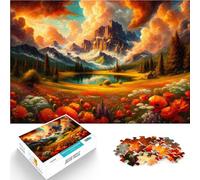 Puzzle da 1000 pezzi per adulti Tramonto sul prato di montagna Riduzione dello stress interessante Adatto per la decorazione del desktop 70x100cm
