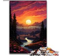 Puzzle da 1000 pezzi per adulti "Tramonto sulla città con alberi", perfetto per adolescenti, per rafforzare i legami familiari, rompicapo e regalo fai da te per la casa (dimensioni: 50x75cm)