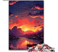 Puzzle da 1000 pezzi per adulti Tramonto sulla città con alberi Puzzle da 1000 pezzi per adulti Regalo per la casa, Gioco rompicapo Dimensioni 26x38cm