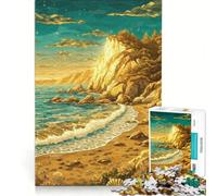 Puzzle da 1000 pezzi per adulti, tramonto sulla costa dorata, giocattolo fai da te, assemblaggio di modelli, collezione d'artista, belle arti 38x52cm