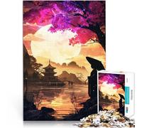 Puzzle da 1000 pezzi per adulti Tramonto sulla pagoda giapponese giocattoli educativi per l'apprendimento Regalo di opere d'arte 38x26cm