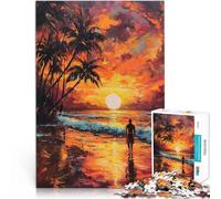 Puzzle da 1000 pezzi per adulti Tramonto sulla spiaggia Antistress Vacanza in patria Uccidere il tempo con poster abbinato e foglio di quiz 38x26cm