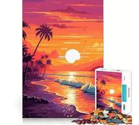 Puzzle da 1000 pezzi per adulti,tramonto sulla spiaggia,pixel art,taglio netto,gioco creativo,passatempo,regalo di Natale rilassante (50x75cm)