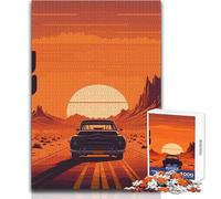 Puzzle da 1000 pezzi per adulti, tramonto sulla strada del deserto, rilassante e tranquillo, divertente al chiuso, con taglio preciso dei pezzi, giocattolo da gioco, dimensioni 38x26cm