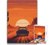 Puzzle da 1000 pezzi per adulti, tramonto sulla strada del deserto, rilassante e tranquillo, divertente al chiuso, con taglio preciso dei pezzi, giocattolo da gioco, dimensioni 50x75cm