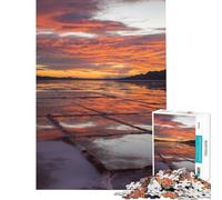 Puzzle da 1000 pezzi per adulti tramonto sulle saline riflesso sfida per l'intelligenza giocattolo avvincente giochi per famiglie difficile regalo di Babbo Natale segreto (dimensioni 38x52cm)