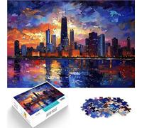 Puzzle da 1000 pezzi per adulti Tramonto sullo skyline di Chicago Assemblaggio del modello Giocattoli per la decorazione della casa 75x50cm
