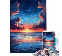 Puzzle da 1000 pezzi per adulti tramonto sull'oceano con cielo stellato sfida impegnativa da completare assemblaggio decorazione per la casa giocattolo per ragazzi dai 14 anni in su (50x75cm)