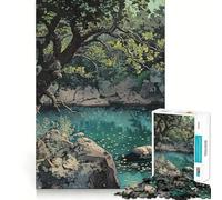 Puzzle da 1000 pezzi per adulti, tranquillo paesaggio lacustre con albero, pezzi ben definiti, gioco di abilità mentale, momento di relax e divertimento, scena natalizia (38x52cm)