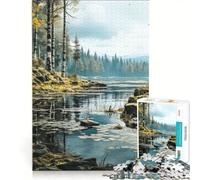 Puzzle da 1000 pezzi per adulti tranquillo paesaggio lacustre giochi per famiglie decorazione perfetta compleanno e Natale 50x75cm