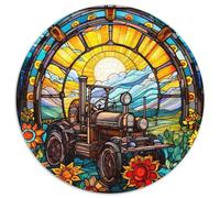 Puzzle da 1000 pezzi per adulti, trattore in vetro colorato, puzzle in cartone interattivo per famiglie, decorazione fai da te per la casa, sfida per il cervello, regalo (67,5x67,5 cm)