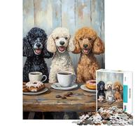 Puzzle da 1000 pezzi per adulti Tre barboncini L'ora del tè Puzzle per adolescenti Vacanza a casa Passatempo Lista dei desideri con Babbo Natale compleanno e altri regali 38x26cm