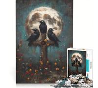 Puzzle da 1000 pezzi per adulti: Tre corvi su una croce con la luna gioco rompicapo difficile per rafforzare l'amore tra le coppie 50x75cm