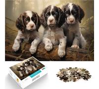 Puzzle da 1000 pezzi per adulti Tre cuccioli di springer spaniel inglese Antistress Sfida difficile Collezione di artisti, Belle arti 38x26cm