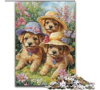 Puzzle da 1000 pezzi per adulti, tre cuccioli, puzzle per adulti da 1000 pezzi, sviluppa la coordinazione occhio-mano, perfetto come regalo di compleanno (dimensioni 26x38cm)