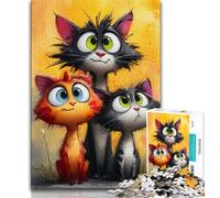 Puzzle da 1000 pezzi per adulti Tre gatti, giocattoli educativi per l'apprendimento, giochi per famiglie, migliorano l'amore tra coppie, 50x75cm