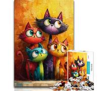 Puzzle da 1000 pezzi per adulti, tre gatti, gioco intellettuale con pezzi completamente interconnessi di forma casuale, per bambini dai 14 anni in su, 38x26cm