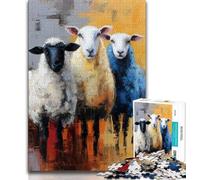 Puzzle da 1000 pezzi per adulti, tre pecore, aiuta il cervello a esercitare i giocattoli avvincenti per coltivare la pazienza, collezione di artisti, belle arti 38x26cm