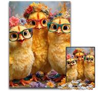Puzzle da 1000 pezzi per adulti "Tre piccoli pulcini", puzzle in legno, sfida per la mente, regalo perfetto per adolescenti e arredamento per la casa, 50x75cm