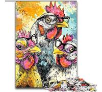 Puzzle da 1000 pezzi per adulti "Tre polli" perfetto per il divertimento in famiglia a Natale, Ringraziamento, compleanni e Pasqua 50X75CM