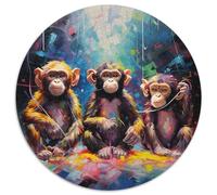 Puzzle da 1000 pezzi per adulti, tre scimmie, puzzle rotondi da 1000 pezzi per adulti, regalo per uomini e donne, per tutti i giorni e per occasioni speciali (67,5x67,5cm)