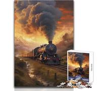Puzzle da 1000 pezzi per adulti, treno a vapore, rilassante, dolce, per il tempo libero, taglio fine e liscio, giocattolo artigianale, dimensioni 38x26cm