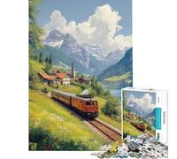 Puzzle da 1000 pezzi per adulti Treno attraverso le Alpi svizzere Gioco per famiglie ideale per le vacanze in casa o come regalo per tutta la famiglia (dimensioni 50x75cm)